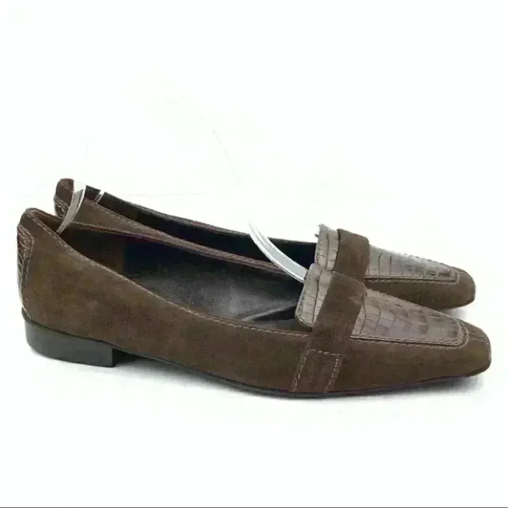 Sesto Meucci flats size 8 38 Italian brown leather suede